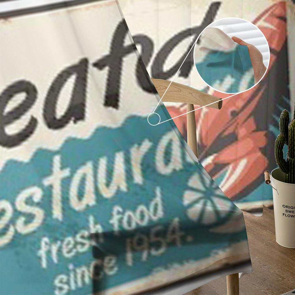 Restauracja z owocami morza Znaki w stylu vintage Przezroczyste zasłony szyfonowe do dekoracji salonu, sypialni, kuchni, okna, woale, tiulowa zasłona