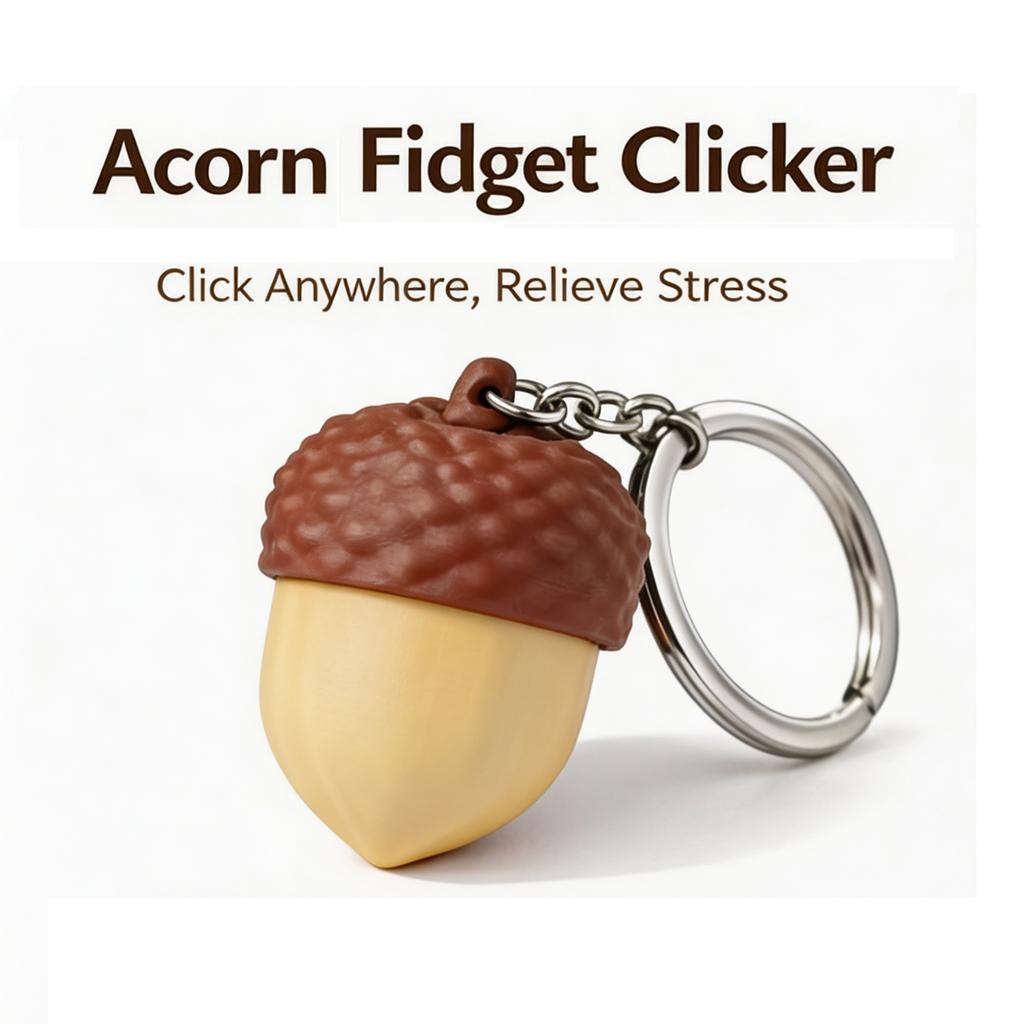 3D Printed Acorn Pop Fidget Clicker Keychain Mechanical Keyboard Sound Stress Relief Sensory Toy for Anxiety Relief Charm Gift