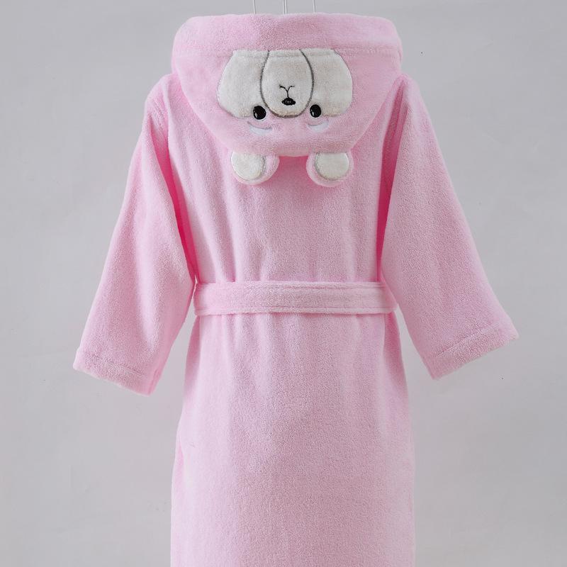 Children's Warm Cotton Cartoon Hooded Bathrobe - Absorbent Towel Material for Boys & Girls, Ideal for Autumn/Winter Swimming or Sleepwear.