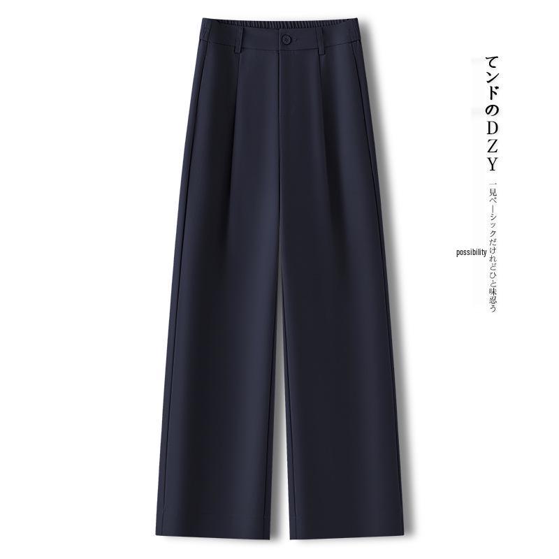 

Желтые брюки палаццо с высокой посадкой для женщин - Весна/Осень 2025 Модный свободный стиль с прямыми штанинами 30/2XL for 125-135 kg темно-синий