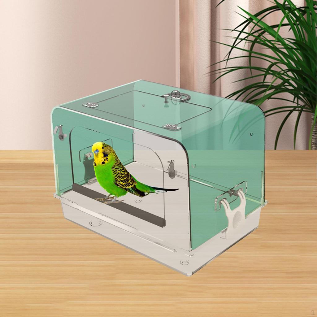 Acrylic Bird Bath for Parrots with Hooks Easy Setup