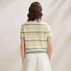 Zhaojun Women's Silk Blend Striped Knit T-Shirt
