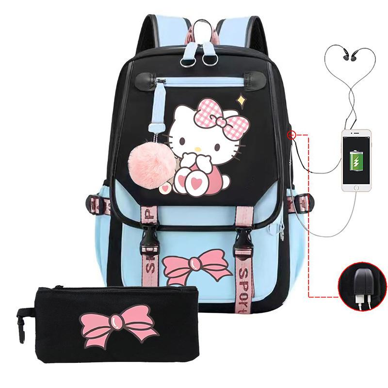 3-teiliges Schulrucksack-Set für Schüler Große Kapazität Oxford-Stoff Schultasche mit Schultergurt und Federmäppchen