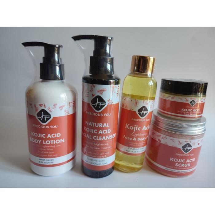 Gamme de soins de la peau - KUNCHIDIITA - Acide Kojic - Lait 300ml - Gommage 100ml - Crème visage