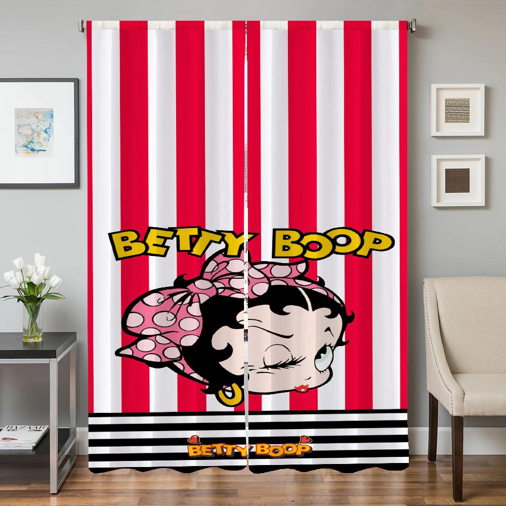 Window Kitchen Curtains for Living Room 2 Pieces Blackout Curtains Door Curtain B-betty B-boop Bedroom Decoration Partition Home