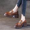The first layer of cowhide loafers women's spring 2025 new leather muffin thick-soled one-pedal casual women's single shoes