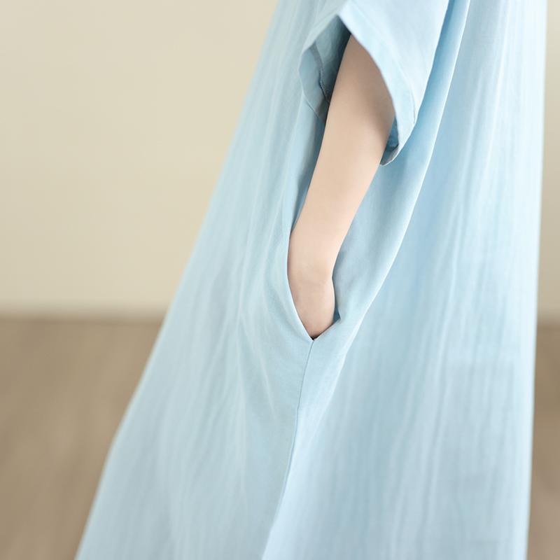 DIMANAF New 2026 Women Plus Size Summer Casual Sundress Long Dress Cotton Loose Oversize Maxi Beach Solid Elegant Lady Holiday