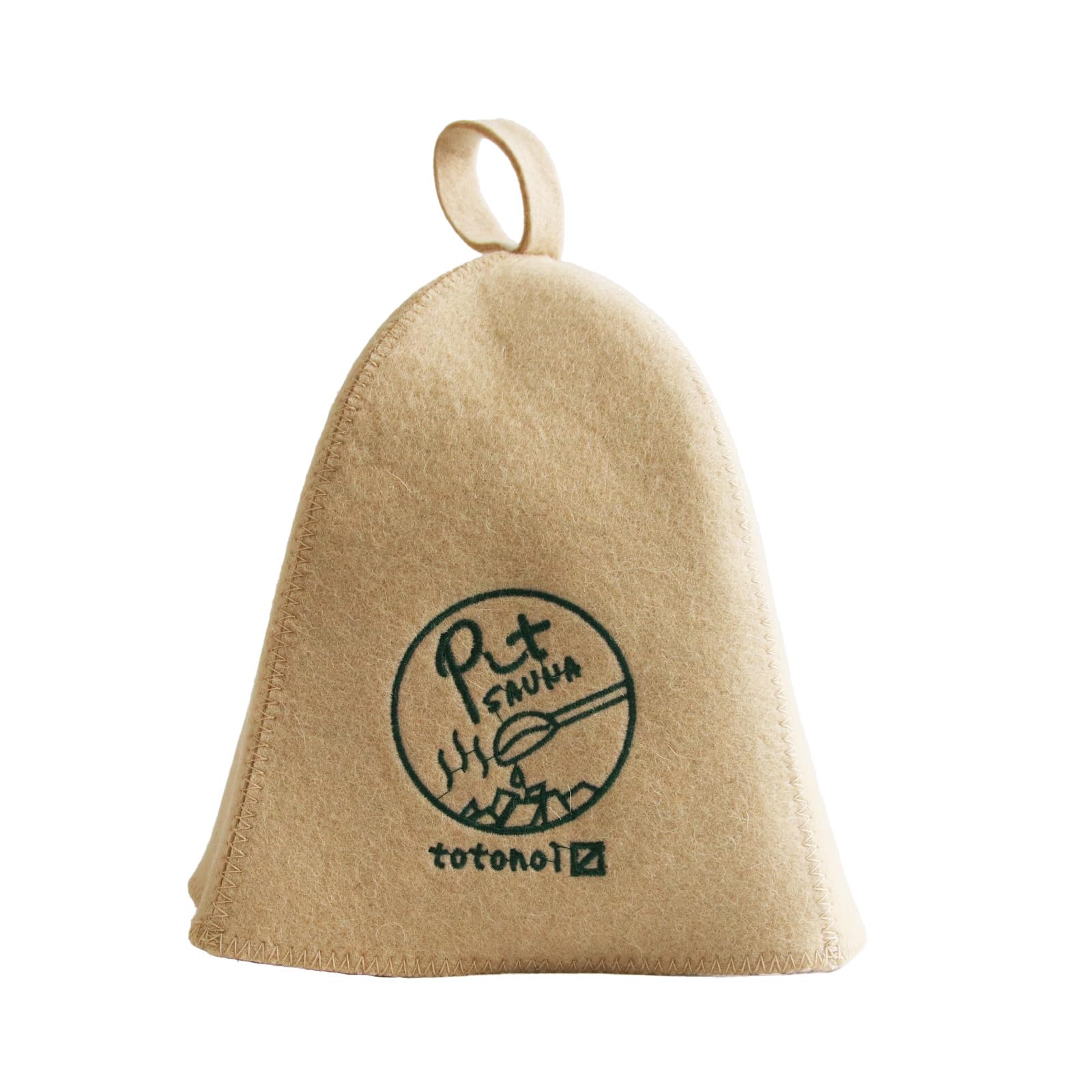 

Pit Life Pit SAUNA Шапка для сауны, Большая, Шерсть, Стираемая, Цвет слоновой кости с зеленым логотипом