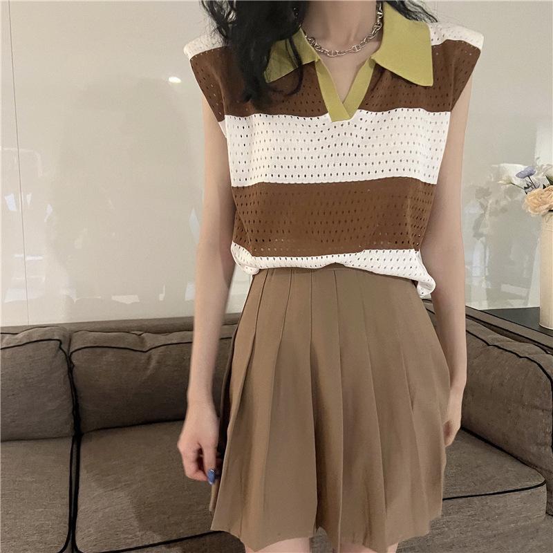 

Вільний Светр В язаний З Лацканами З Вирізами Жіночий Дизайнерський Без Рукавів З Підплічниками Топи Повсякденний Базовий Приталений Пуловери Футболки One size кавовий