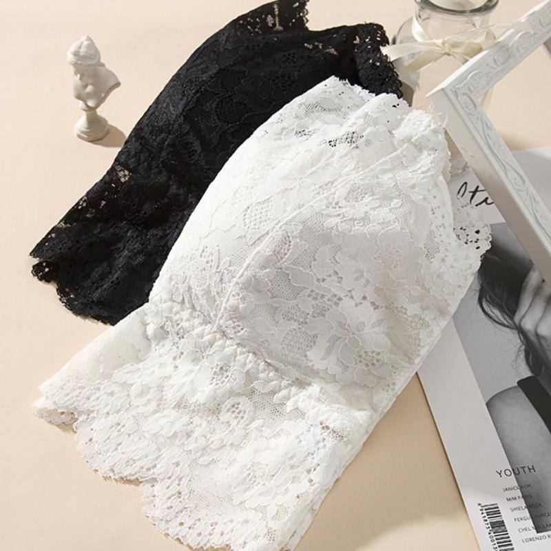Sexy Floral Lace Camisole with Padded Bra for Women Thin Backless Tube-top No Underwire Bra