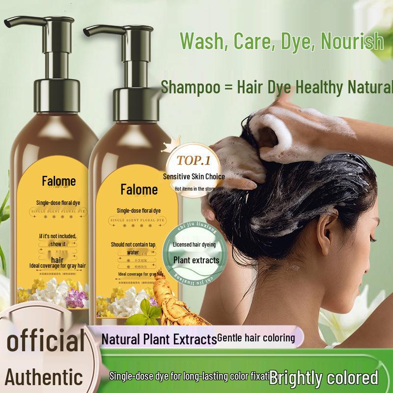 Floral Scented Plant-Based Hair Dye Cream - Gentle on Black Hair, Gray Coverage, Non-Staining, Damage-Free