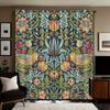 2pcs Retro Beautiful Pattern Printed Perforated Blackout Curtains Multiple Sizes Living Room And Bedroom Insulation Decoration