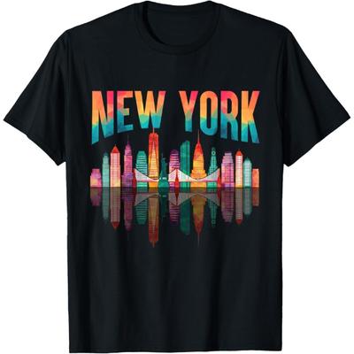 Nova York Cidade Manhattan NYC Retrô Anos 70 80 Horizonte da Cidade de NY Camiseta