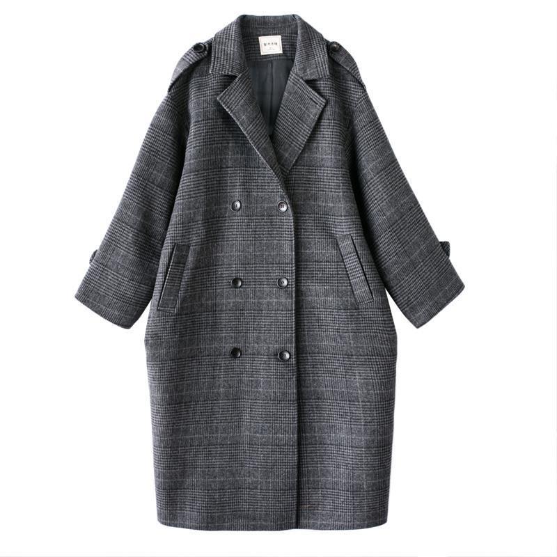 Nouveau Manteau d'hiver à carreaux ample de Style coréen pour femmes, mi-long,