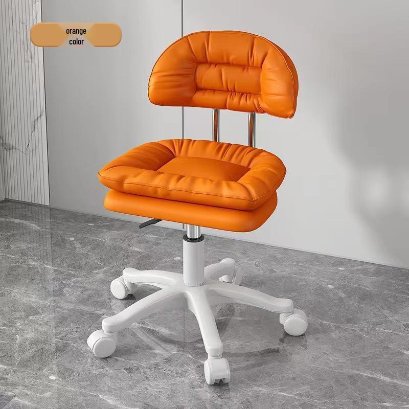 Modern Minimalist Adjustable Beauty Stool with Casters and Backrest