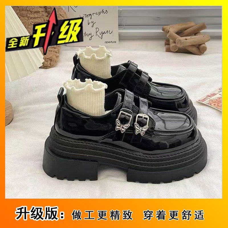 

Love jk small leather shoes women s 2025 new autumn and winter British style round head black Japanese thick-soled thick-heeled heightened single sho 35