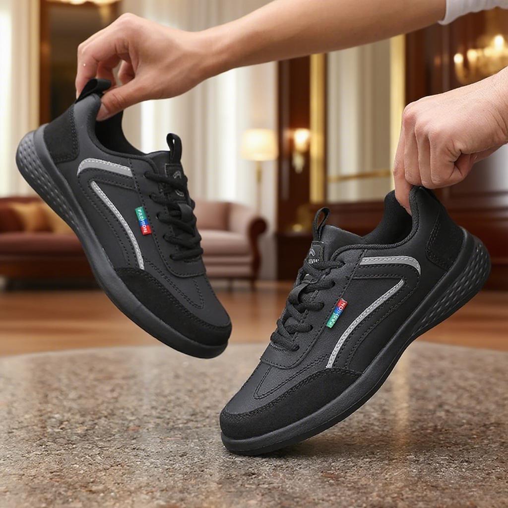 Black Sneakers Men's Tennis Shoes Facon Loafers Bota Texana Masculino Vulcanize Shoe Suitable for Outdoor Walking and Tourism