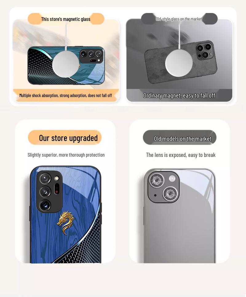 Samsung S11 S21 S23 S20 FE Case - National Trend Dragon Wood Grain, Magnetic Absorption, Fast Selling