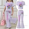 2026 Kinder-Kurzarm-Set für Mädchen im Alter von 4-12 Jahren, Zweiteiliges Set aus Kurzarm-Oberteil und Schlaghosen, Kpop Hunter Mädchengruppen-Print-Kleid