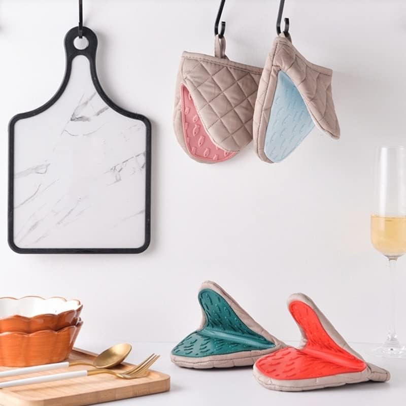 Short Kitchen Anti  Oven Mitts, Heat Resistant Silicone Kitchen Mini Oven Mitts for 500 Degrees, Non-Slip Grip Surfaces