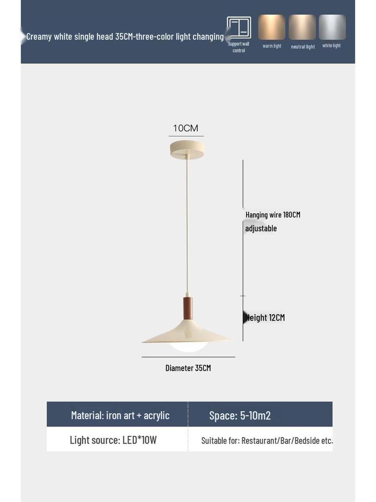 Nordic Walnut Three-Head Pendant Light for Dining, Bar, or Bedroom, Vintage UFO Style