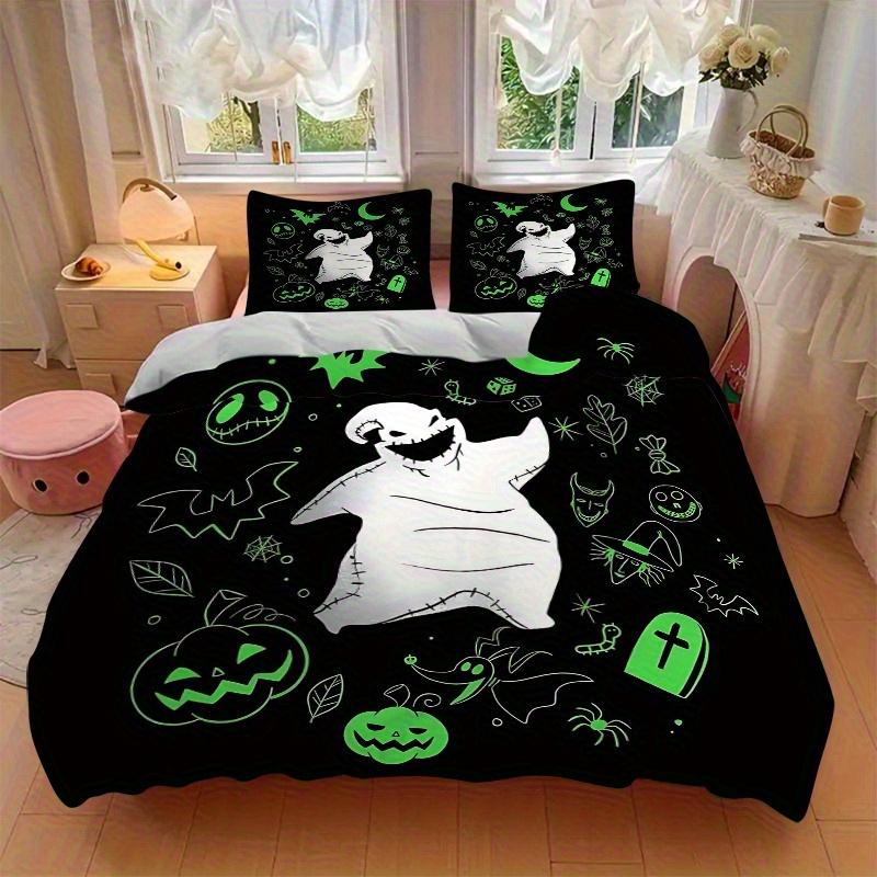 3pcs Oogie Boogie Nightmare Before Christmas Bedding Set 1 Soft Quilt Cover + 2 Pillowcases, Machine Washable Suitable for All Seasons B073