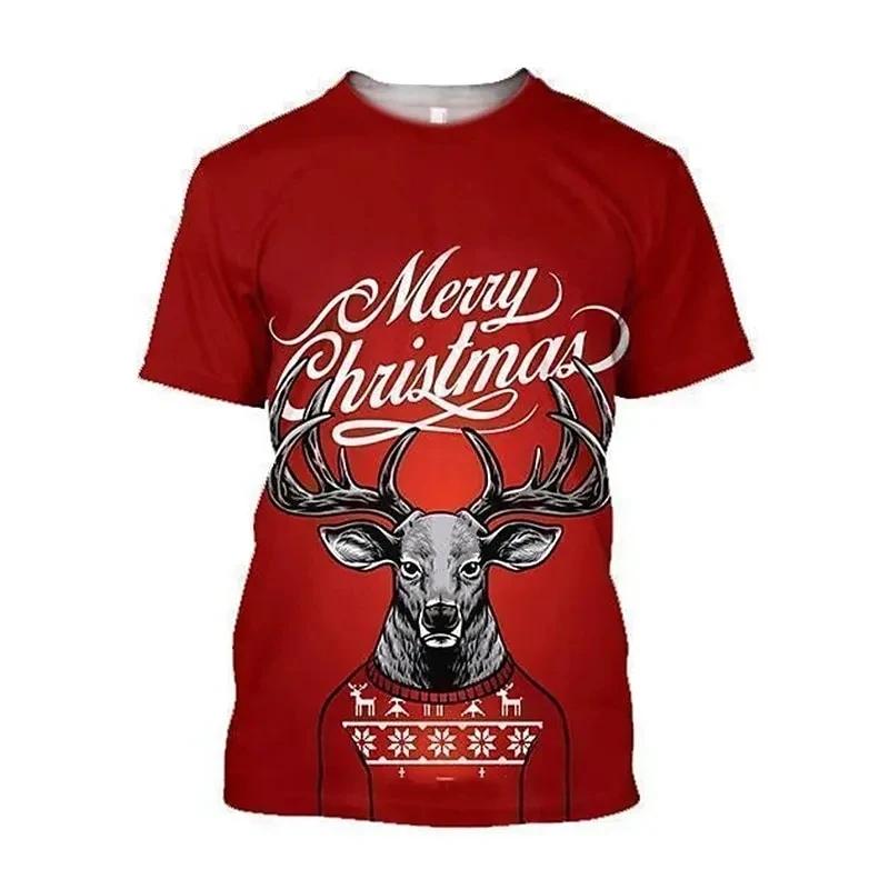 Neues Lustiges Muskel Weihnachten Druck Rundhals Locker Kurzarm Feiertag Streetstyle Herren Übergröße T-Shirt