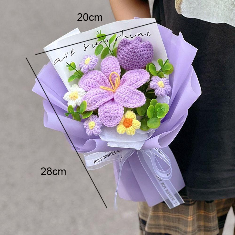 Woven Knitted Flower Sunflower Artificial Flowers Quality Preserved Flower  Mother's Day Gift