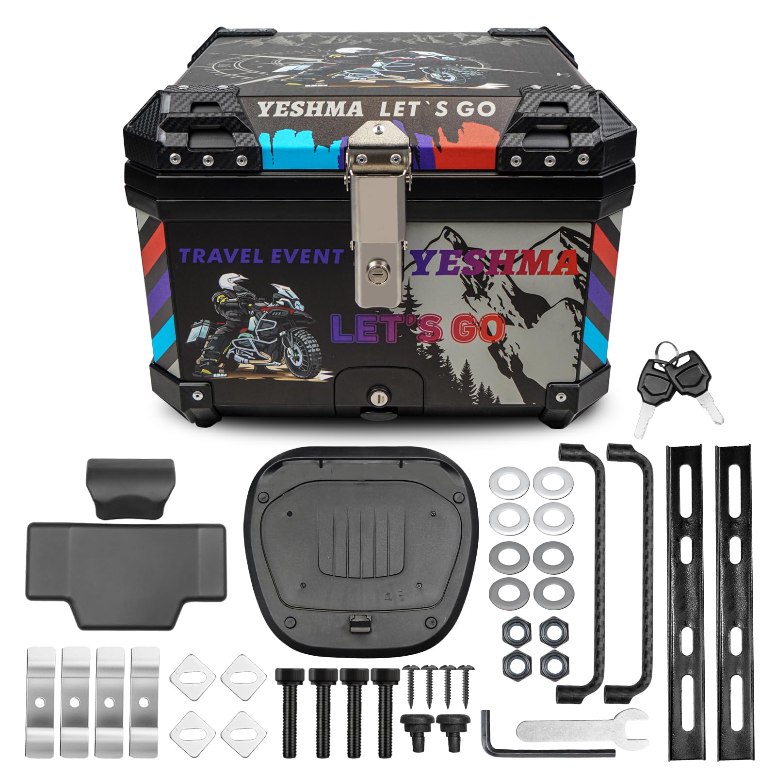 

POWER PANDA Bike Rear Large Top Bike ABS Легко надевать и брать Поставляется с креплением Поставляется с Для безопасности 2 ящика для хранения [гоночный стиль] Ящик, 55 л,