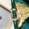 Douyin Retro Green Ladies' Diamond Square Watch - Fashionable Internet Celebrity Style