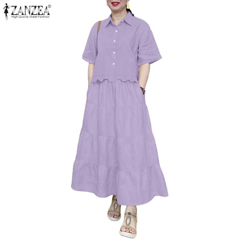 ZANZEA Dámské letní dvoudílné oblekové soupravy s krátkým rukávem a dlouhou sukní