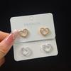 Sweet Personality Irregular Pleated Hollowed-out Heart-shaped Piercing Stud Earrings for Women Korean Fashion Jewelry Accessory