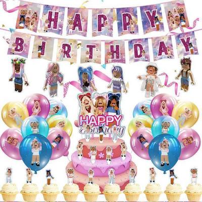 Girl Virtual World Party Set Banner Birthday Decoration Theme Scene Supplies