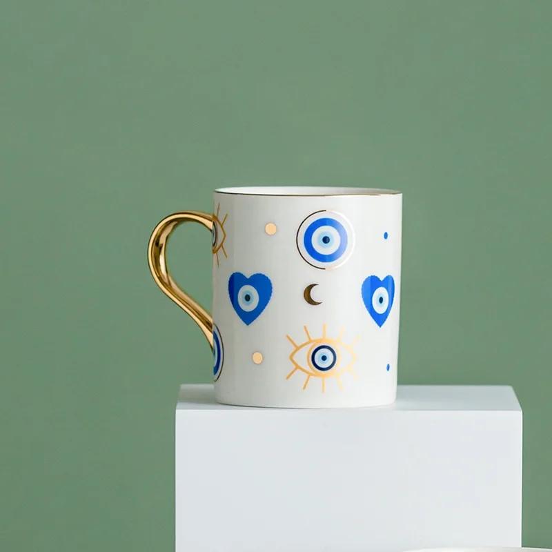 Kreative Teufelsauge Keramik Kaffeetasse Luxus Vergoldete Paartasse Haushalt Trinkteetasse Frühstück Dessert Milchbecher Geschenk
