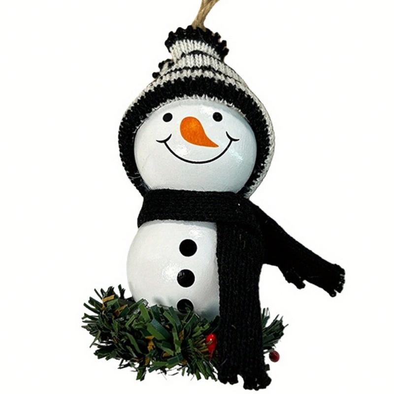 

1Pc Christmas wooden bead snowman doll, home wall hanging ornament, Christmas tree wooden pendant