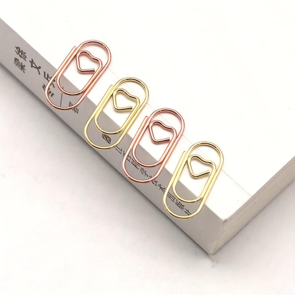 30Pcs Mini Heart Paper Clip - Gold Metal Office Supplies, Decorative Folder Clip,