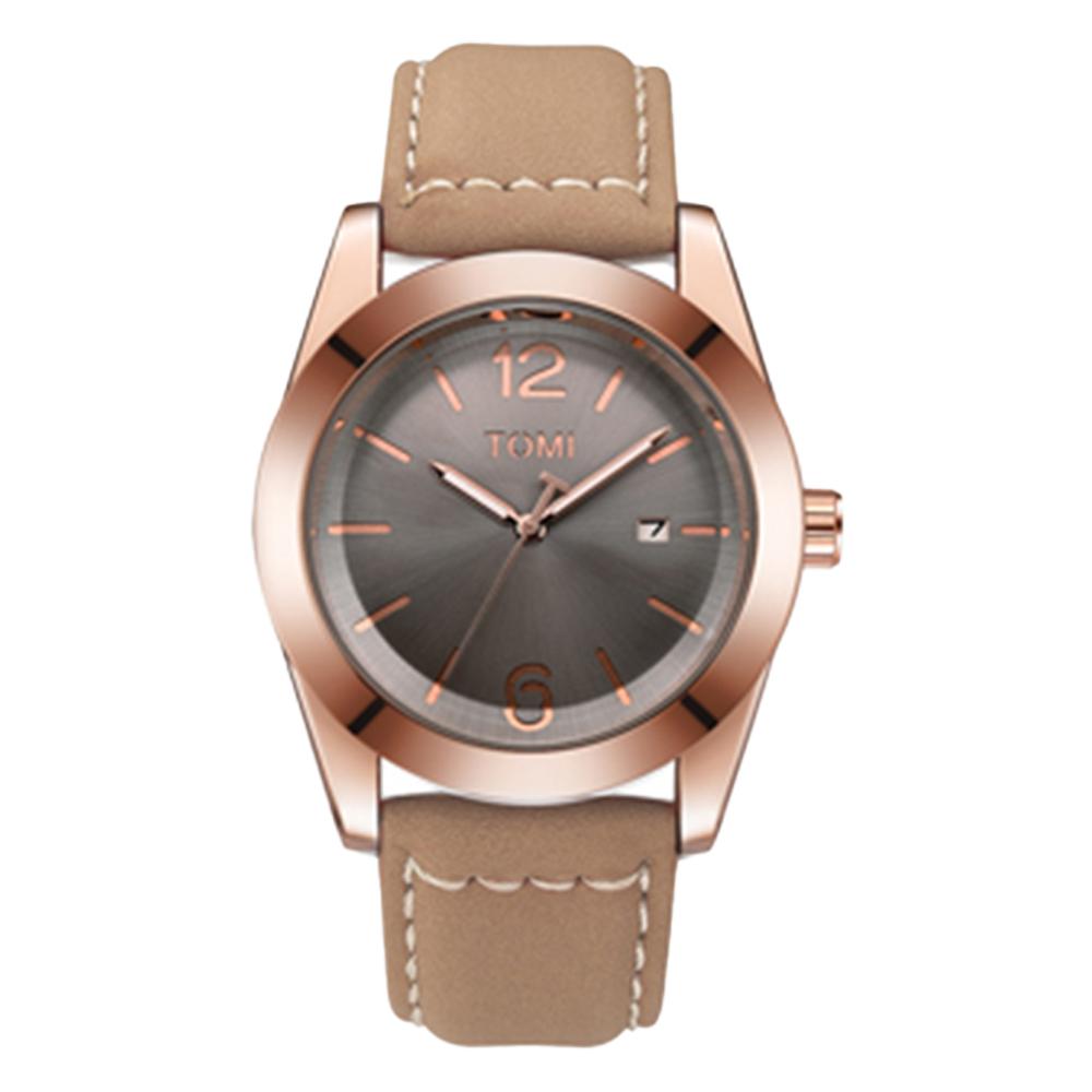 Luxury Men's Leather Strap Watch Round Dial Quartz Watch Casual Minimalist Watch Men's Clock Gift