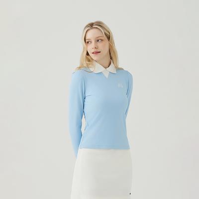 MARTINE GOLF Pullover Knit Collar Shirts_S/Blue