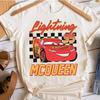 Disney Pixar Verdák McQueen Kockás Vintage Póló WDW Disney Nyaralás Póló Verdák Villám McQueen Póló