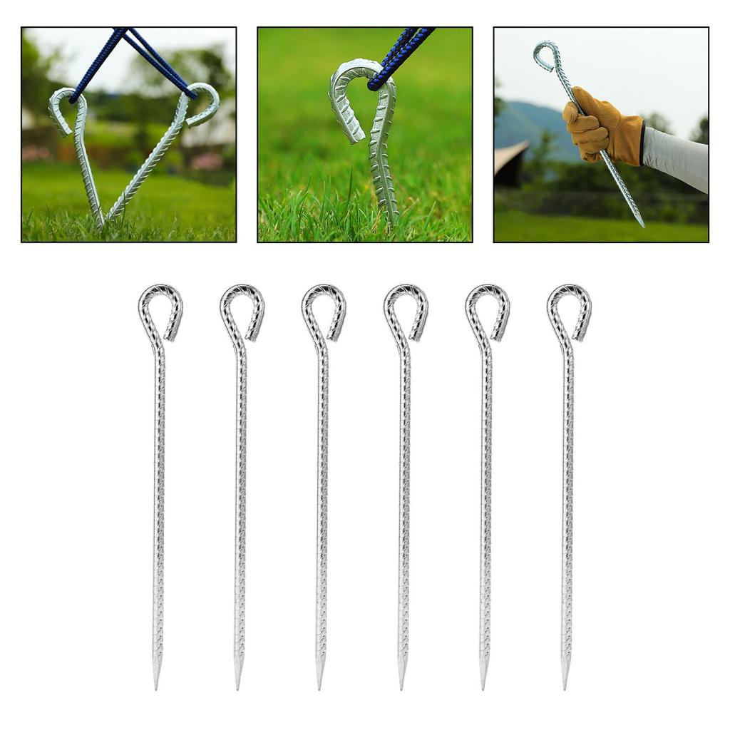 6 Pcs Tent Pegs with Hooks Unbreakable Ultralight Durable for Travel Backpacking