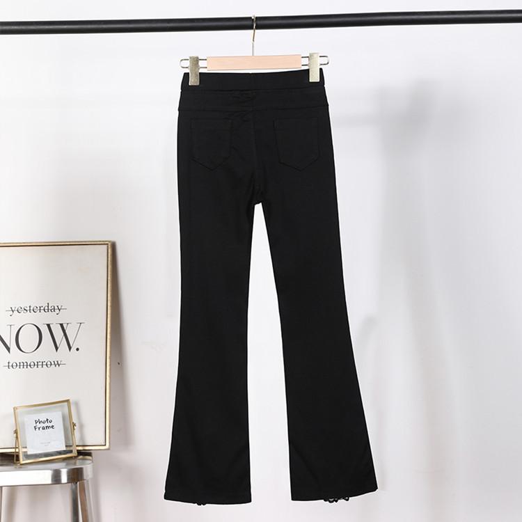 Spring and Autumn New Elastic Pants Split Lace Leggings Wear Horns Nine Points Women's Pants Irregular