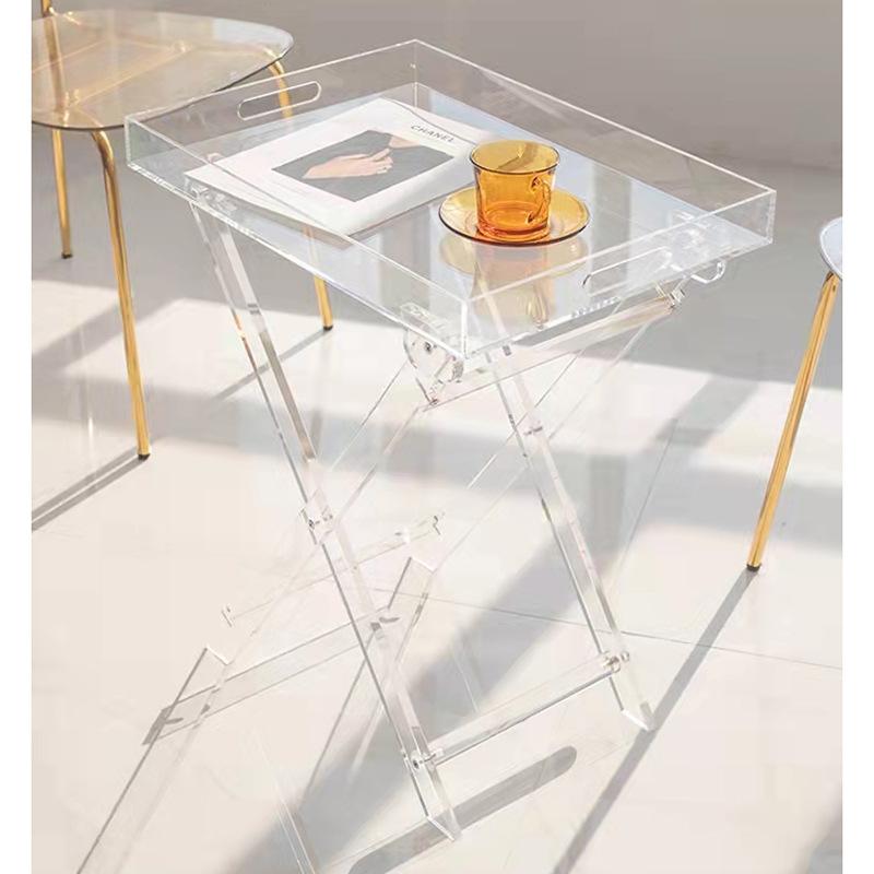 Net rot Nordic acryl falten kaffee tisch transparent kleine tisch seite tisch faltbare hause balkon kaffee tisch