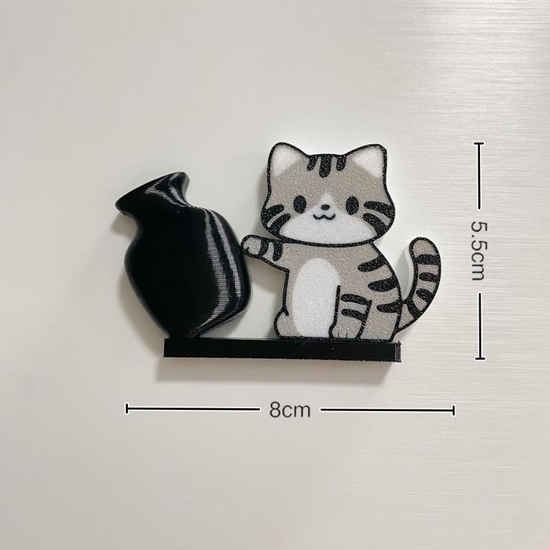 Cat Pushing Vase Refrigerator Magnets Home Decor Fridge Magnet Cat Whisker Collection Memorial Box Home Office Decor For Gift