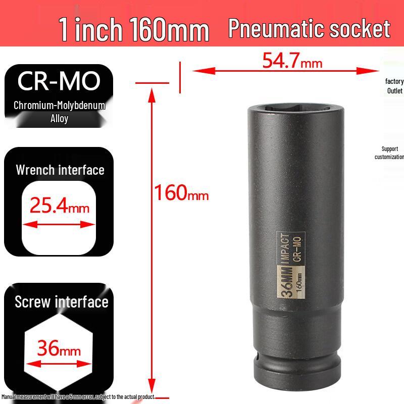 Jundingying 1-inch Drive 36mm Extra Long Impact Socket