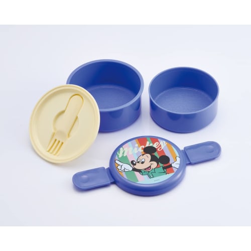 Skater Lunch Box Disney Retro Mickey Mouse 500ml 2 Tier Round Antibacterial Made in Japan ONWR1AG-A