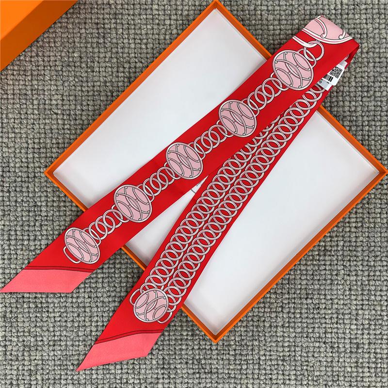 POBING Satteldruck 18m/m Twill Seidenschals Damen Luxusmarke Schal Taschenbänder Krawatte Kopftuch Kleiner Langer Schmaler Schal 86*5CM