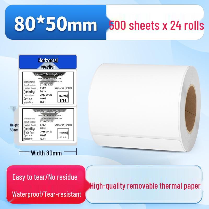 Waterproof Synthetic Thermal Label Paper 60x40 - Freezer Safe, Self-Adhesive, Durable
