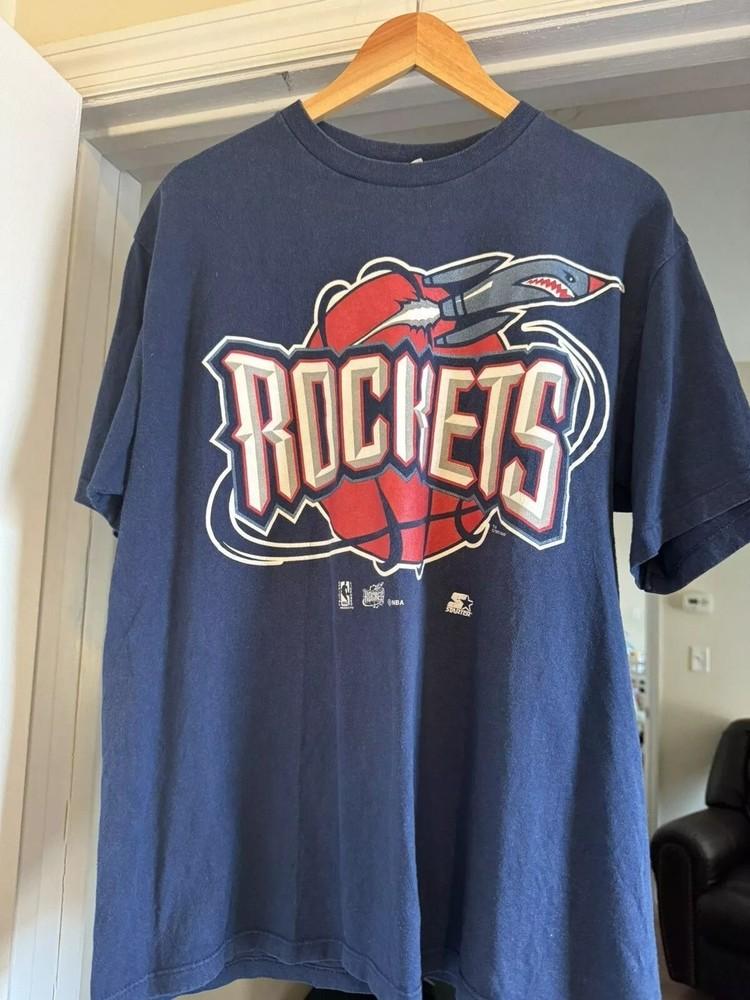 

Houston Rockets Starter 90s Retro style Navy Basketball NBA Tshirt Unisex T-Shirt L