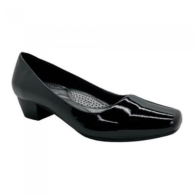 Womens/Ladies Patent PU Low Heel Court Shoes
