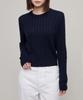 Woman Women'S Angora Blend Cable Crew Neck Knit [Navy]